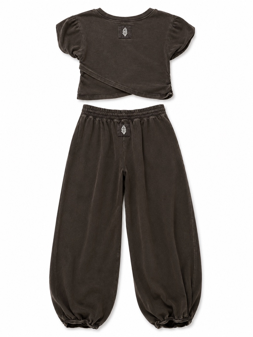 Free People Movement 2pc Set S Black Logo Jersey Top & Jogger Pants Pockets - Picture 2 of 5